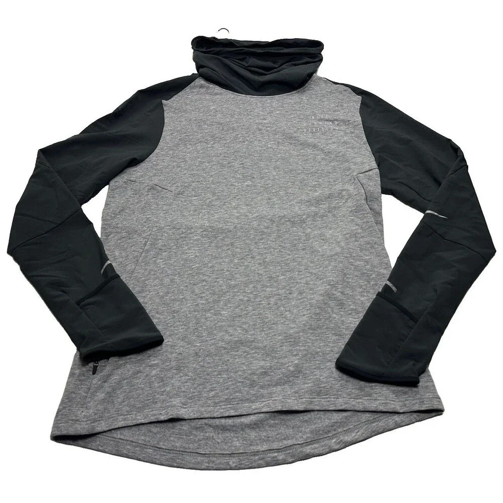Nike Therma-Fit Run Division Sphere LS Shirt Small Grey DQ6522-010 High Collar
